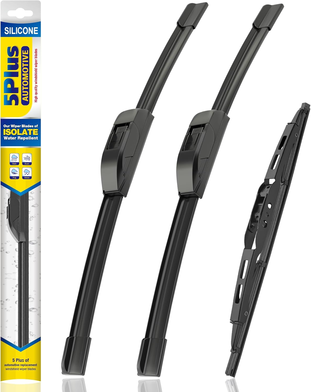 5 PLUS® Silicone Windshield Wipers Replacement for 2019-2024 Toyota RAV4/ 2006-2015 Mazda 5 Wiper Blades(Set of 3), Windshield Wiper Blades For My Car-26"/16"/12" - Colors B