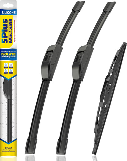 5 PLUS® Silicone Windshield Wipers Replacement for 2019-2024 Toyota RAV4/ 2006-2015 Mazda 5 Wiper Blades(Set of 3), Windshield Wiper Blades For My Car-26"/16"/12" - Colors B