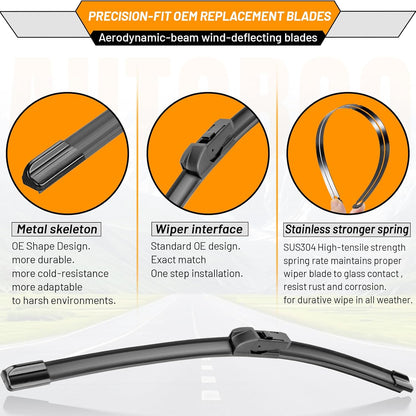 AUTOBOO 26"+19" Windshield Wipers Replacement for Tesla Model 3 2017 2018 2019 2020 2021 2022 2023 2024 2025 Model Y 2020 2021 2022 2023-2025 -Original Factory Quality (Pack of 2) - Colors B