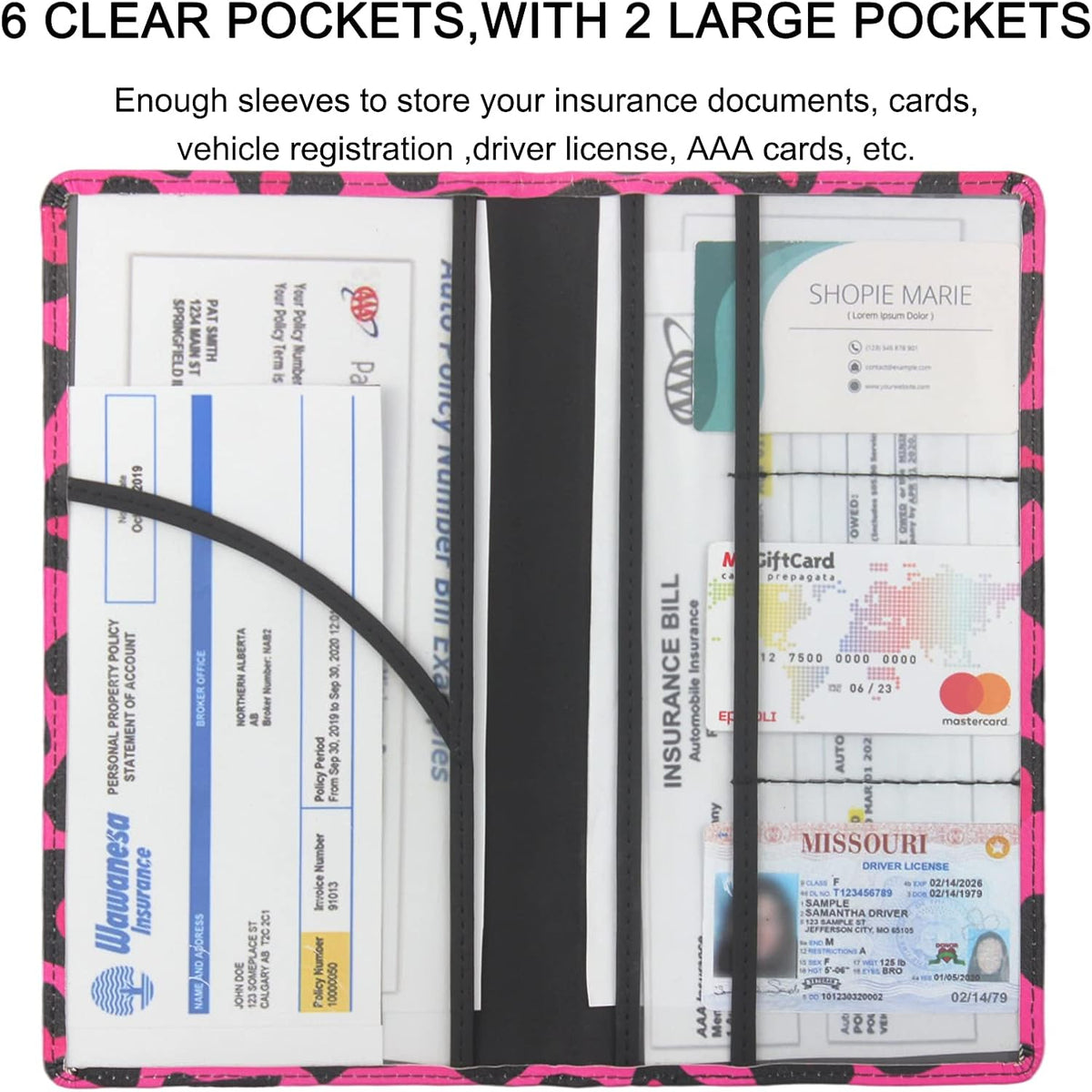 LumiMokki Premium Car Registration & Insurance Card Holder with Magnetic Shut, Vehicle Glove Box Car Organizer - For Documents, Cards, License (Black)