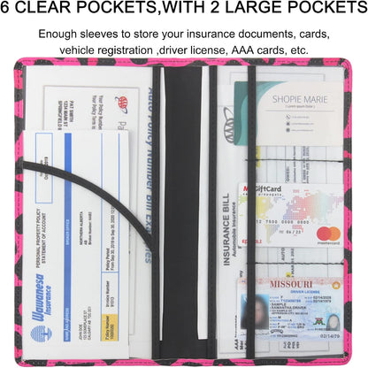 LumiMokki Premium Car Registration & Insurance Card Holder with Magnetic Shut, Vehicle Glove Box Car Organizer - For Documents, Cards, License (Black)