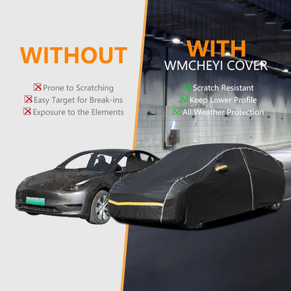 Car Cover Waterproof All Weather,6 Layers Car Covers for Automobiles, Full Exterior Cover with Zipper, Outdoor Car Cover Sun UV Rain Snow Wind Protection, Fit for 185"(185*70*59 inch)Sedan