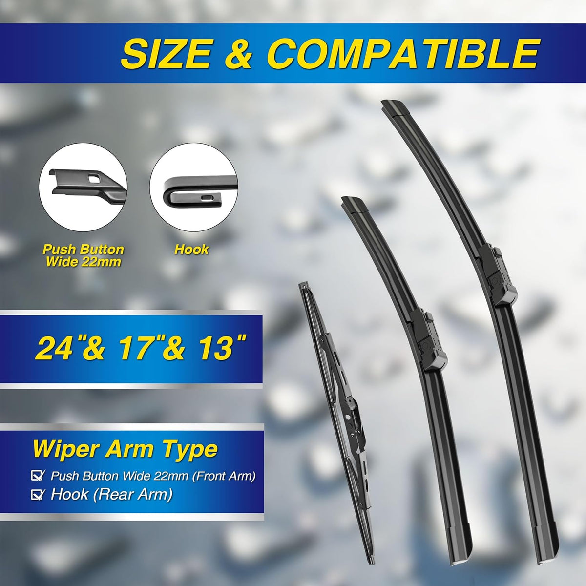 5 PLUS® Silicone Windshield Wipers Replacement for 2007-2014 Ford edge, 2007-2015 Lincoln MKX Wiper Blades(Set of 3),Automotive Replacement Windshield Wiper Blades For My Car-26"/20"/14" - Colors A