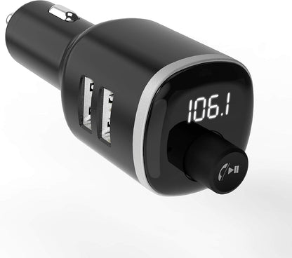 Scosche BTFM4-SP1 BTFREQ Universal Bluetooth Handsfree Car Kit with FM Transmitter and Dual USB Ports, Black