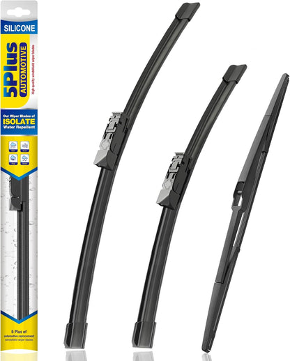 5 PLUS® Silicone Windshield Wipers Replacement for 2019-2024 Toyota RAV4/ 2006-2015 Mazda 5 Wiper Blades(Set of 3), Windshield Wiper Blades For My Car-26"/16"/12" - Colors C