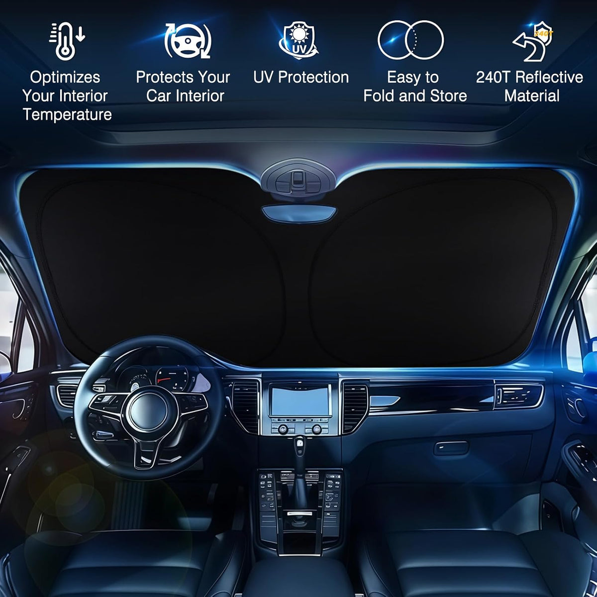Windshield Sun Shade - Windshield Sun Shade Foldable Offers Ultimate Protection for Car Interior UV Protection Car