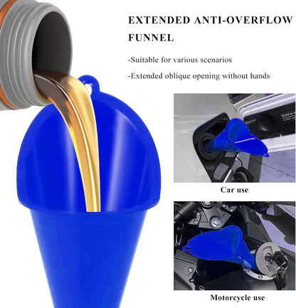 Oil Funnel, Multi-Purpose Plastic Long Neck Oil Funnel, Automotive Use Funnels for Filling Oils Lubricants Water Diesel, Kitchen Funnels for Filling Bottles Jars (Black)