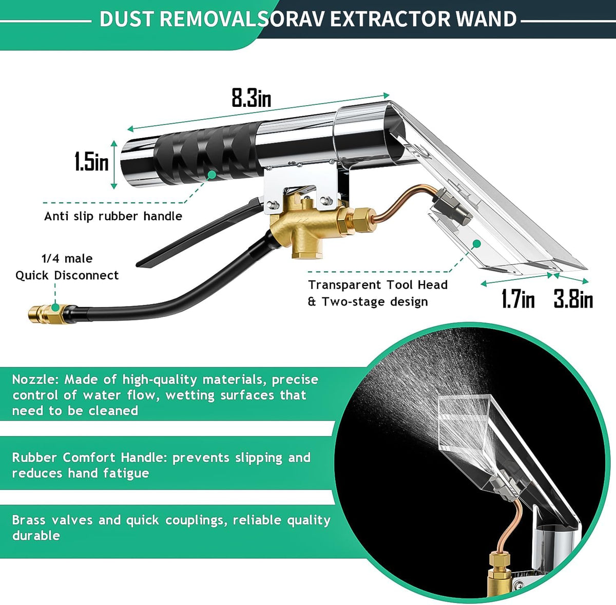 Shop Vac Extractor Kit,Spray Aspirating of Wet Vacuum Hose Extractor Kit,with 50FT Waterline Convert the Universal Shop Vacuum,Into A Professional Auto Carpet Cleaner Machine,for Household,Car,Textile