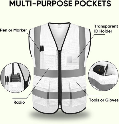 TICONN Reflective Safety Vest High Visibility Class II Mesh Vest for Women & Men Meets ANSI Standards