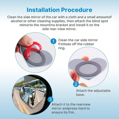 CUNCUI 2pcs Fan Shaped Blind Spot Mirror, 360 Degree Adjustabe HD Glass Blind Spot Mirrors, Frameless Convex Rear View Mirror, for any Car, Van, Suv and Trucks.