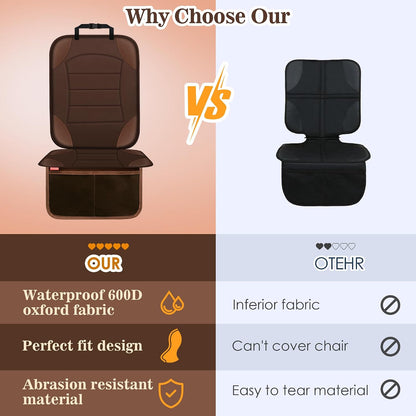Sinvitron Car Seat Protector for Child Car Seat - Waterproof Non-Slip Leather Mat with 2 Mesh Pockets, Universal Seat Cover for Baby, Pets & Vehicles(2-Pack,Black)