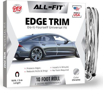 All-Fit Automotive Car Door Edge Protector – Universal DIY Edge Trim to Prevent Scratches & Dings – Flexible Adhesive Molding Trim for Cars, Trucks & SUVs (10 Ft - Black)