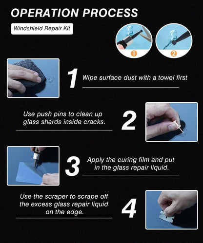 Windshield Repair Kit for Chips and Cracks – Windshield Chip Repair Kit & Windshield Crack Repair Kit – 2 Bottles Glass Repair Liquid for Cracks – DIY Long-Lasting with Invisible Repairs