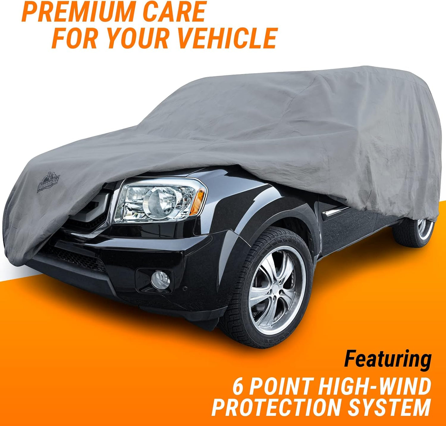 Armor All Heavy Duty Premium All-Weather SUV Car Cover by Season Guard; Max Protection from Sun Rain Wind & Snow for SUV or CUV up to 205" in Length; Indoor & Outdoor Covers; Grey