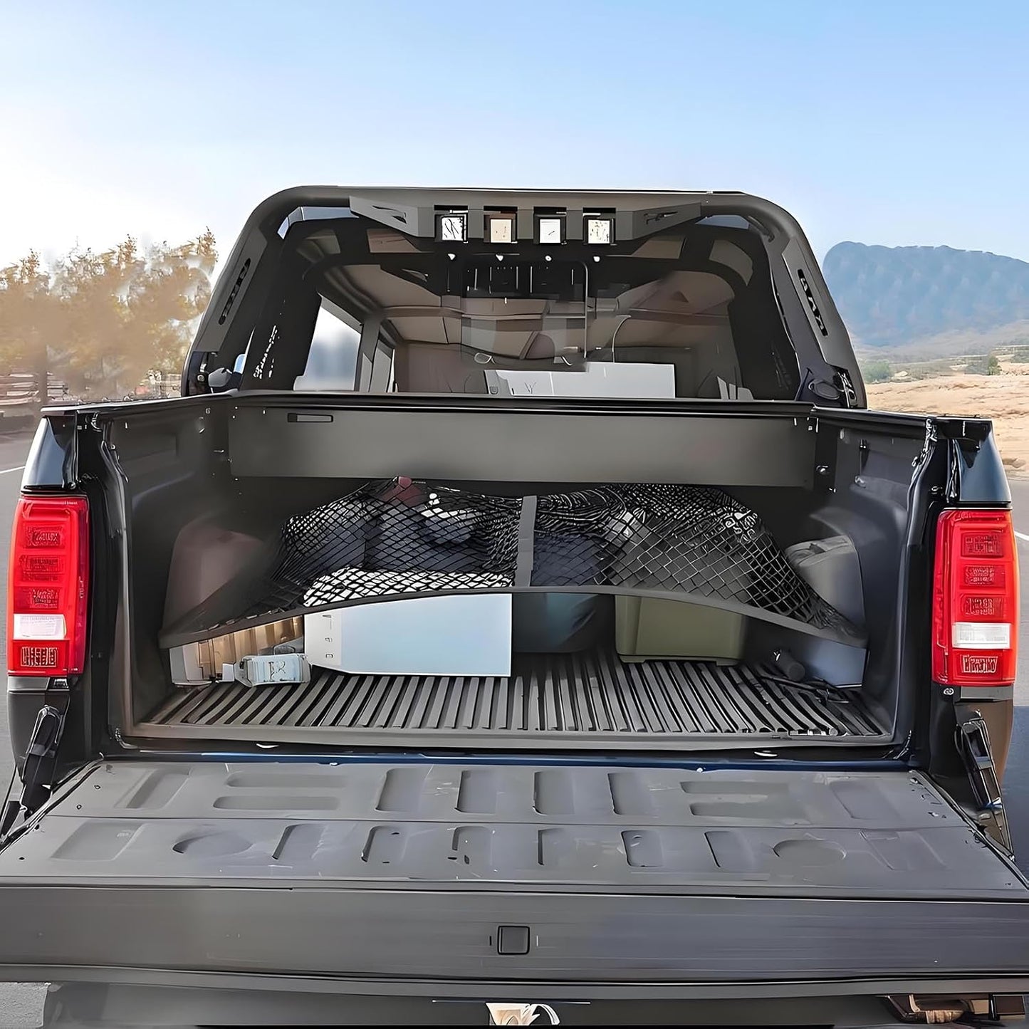 BAILALIBO Cargo Net Stretchable, Adjustable Elastic Trunk Mesh Nets with Metal Hook Universal for SUV, Jeep, Trucks, Car Exterior Accessories for Secure Storage (35.4x15.8 inch)