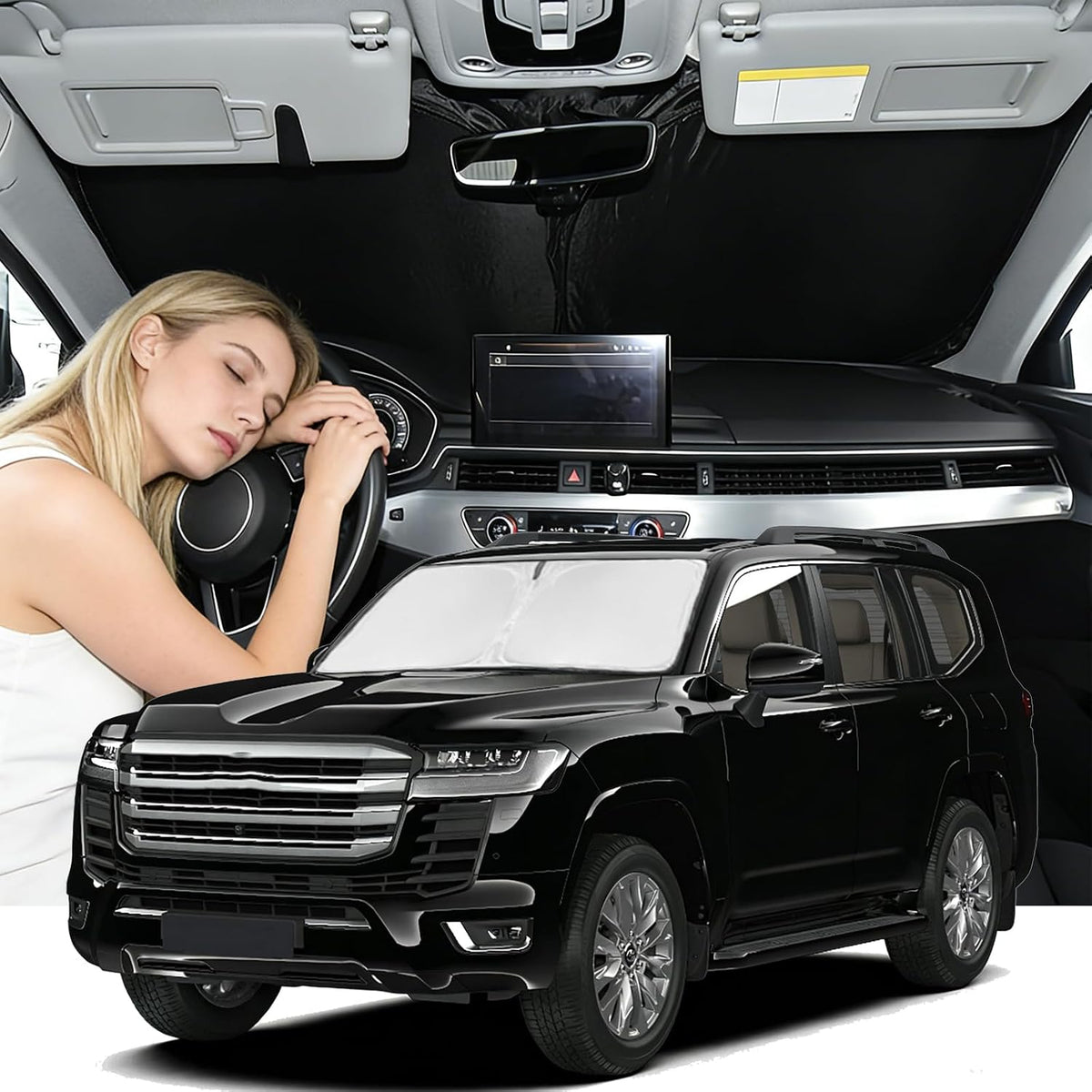 for Toyota Tacoma 2016-2023 2024 2025 2026 Sun Shade Sunshade Windshield Cover - 4 Layers Front Window Shade Custom Fit Tacoma 2Dr 4Dr Pickup Sun Visor 240T Shade Blocks UV Rays Car Accessories - Colors A
