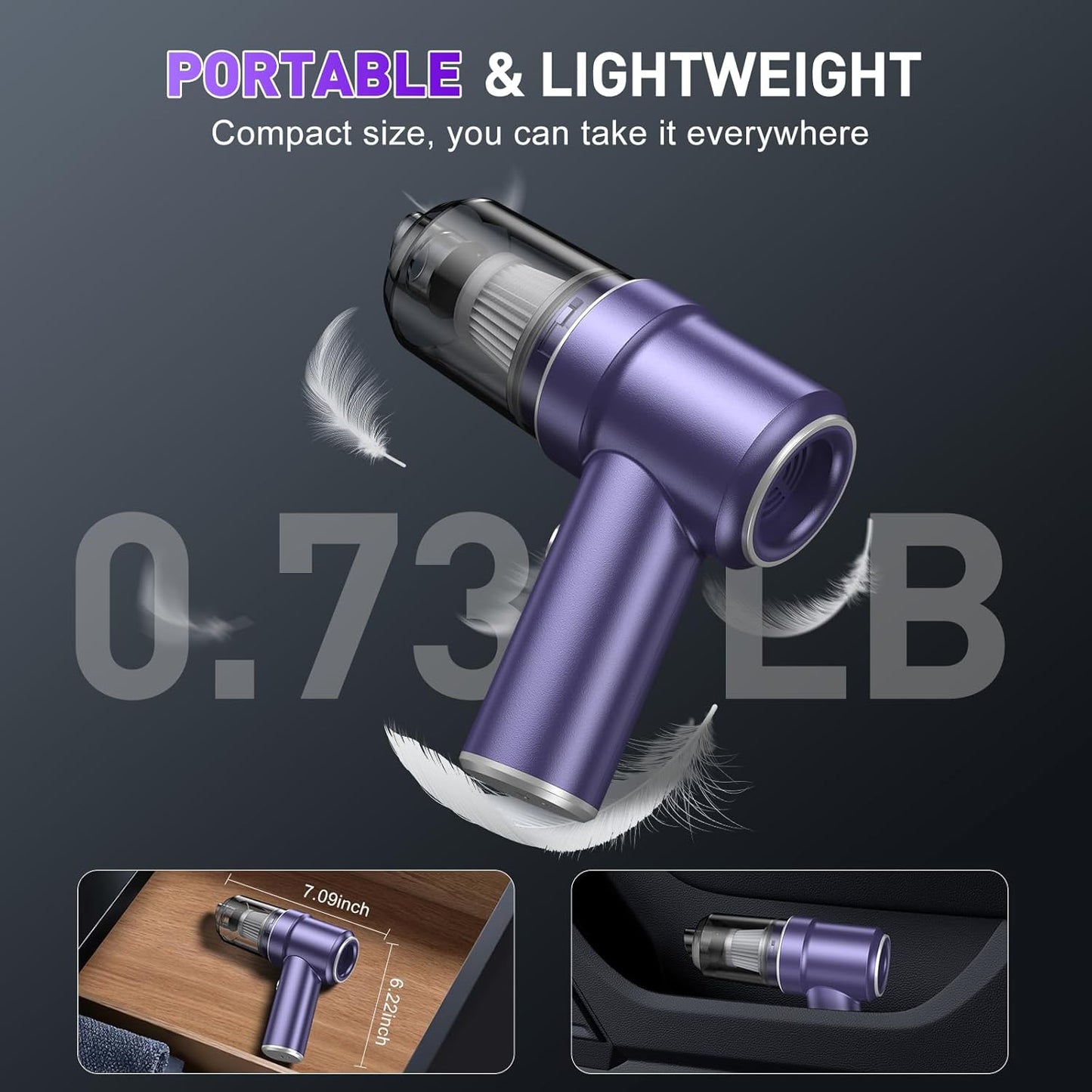 KMM Handheld Car Vacuum Cleaner, 9000Pa Vacuum Cleaner and Air Duster, 120W High Power Hand Held Vacuum with LED Light and Multi-Nozzles for Car, Home, Office, Pet