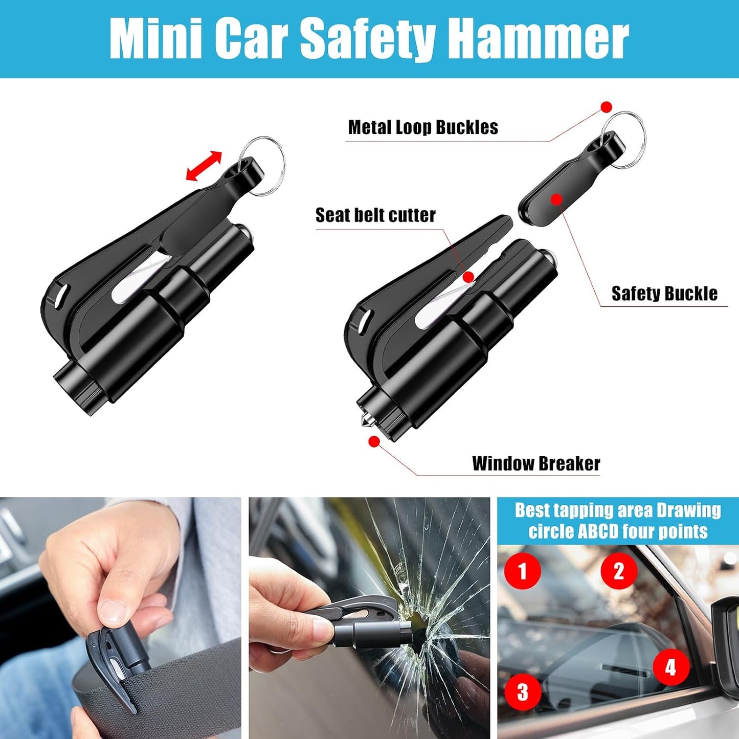 Car Roadside Emergency Kit, Portable Car Safety Kit Car Kits for Emergency, Black