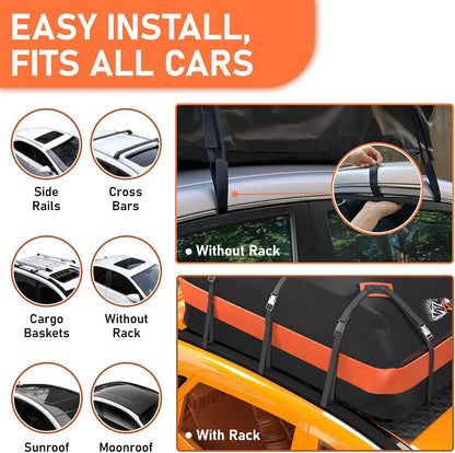 Asinking Car Rooftop Cargo Carrier Bag 21 Cubic feet Waterproof Car Roof Top Bag for All Cars with/Without Rack, Includes Anti-Slip Mat, 10 Reinforced Straps, 6 Door Hooks, Luggage Lock