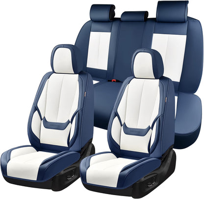 Coverado Seat Covers Full Set, Black Seat Covers for Cars 5 Seats, Car Seat Protector, Waterproof Nappa Leather Car Seat Cushion, Front and Rear Car Seat Cover Fit for Most Sedans SUV Pick-up Truck - Colors B
