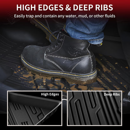 LASFIT Floor Mats for Ford F-150 2021-2026 | F150 Lightning 2022-2025 SuperCrew (Rear w/Fold Flat Storage) Carpet Floor All Weather Car Liners TPE Truck Mats - 1st and 2nd Row, 3pcs Black