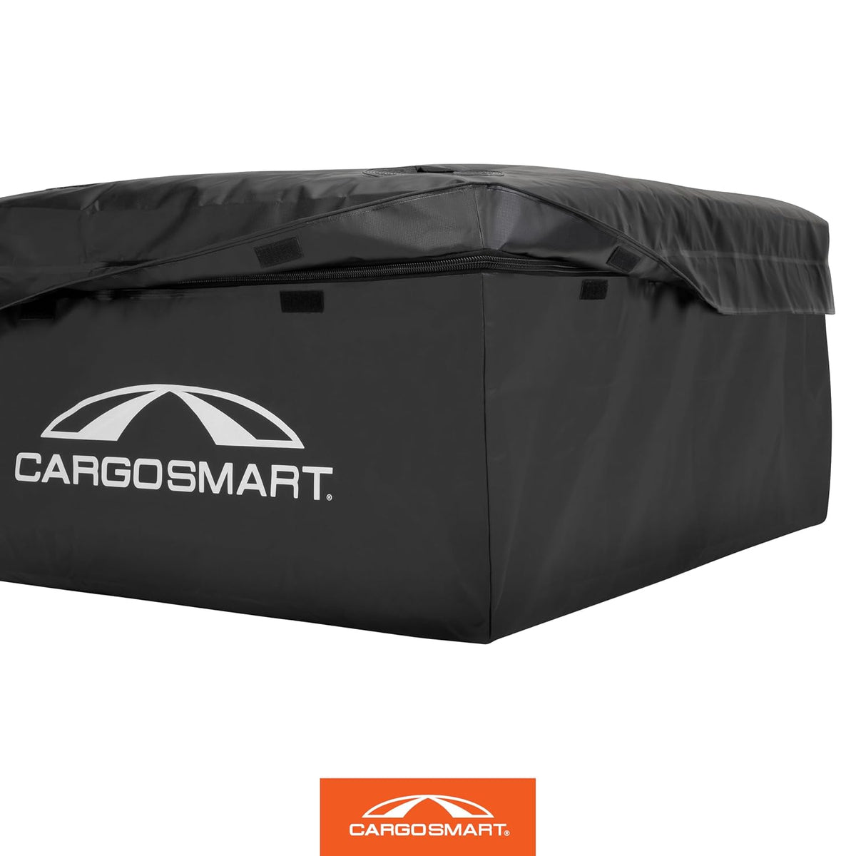 CARGOSMART CargoSmart Soft Sided Car Top Cargo Bag, 38”x38”x18” – Adds up to 15 Cubic Feet of Storage – Easily Mounts to Vehicle’s Roof Rack or Roof Top Basket – Heavy-Duty Vinyl, Black