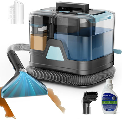 DEVOAC C8 Portable Carpet Upholstery Spot Cleaner Machine with Versatile Tools, Self-Cleaning, Powerful Suction, Pet Stain Remover, Car and Auto Detailer (Cyan)