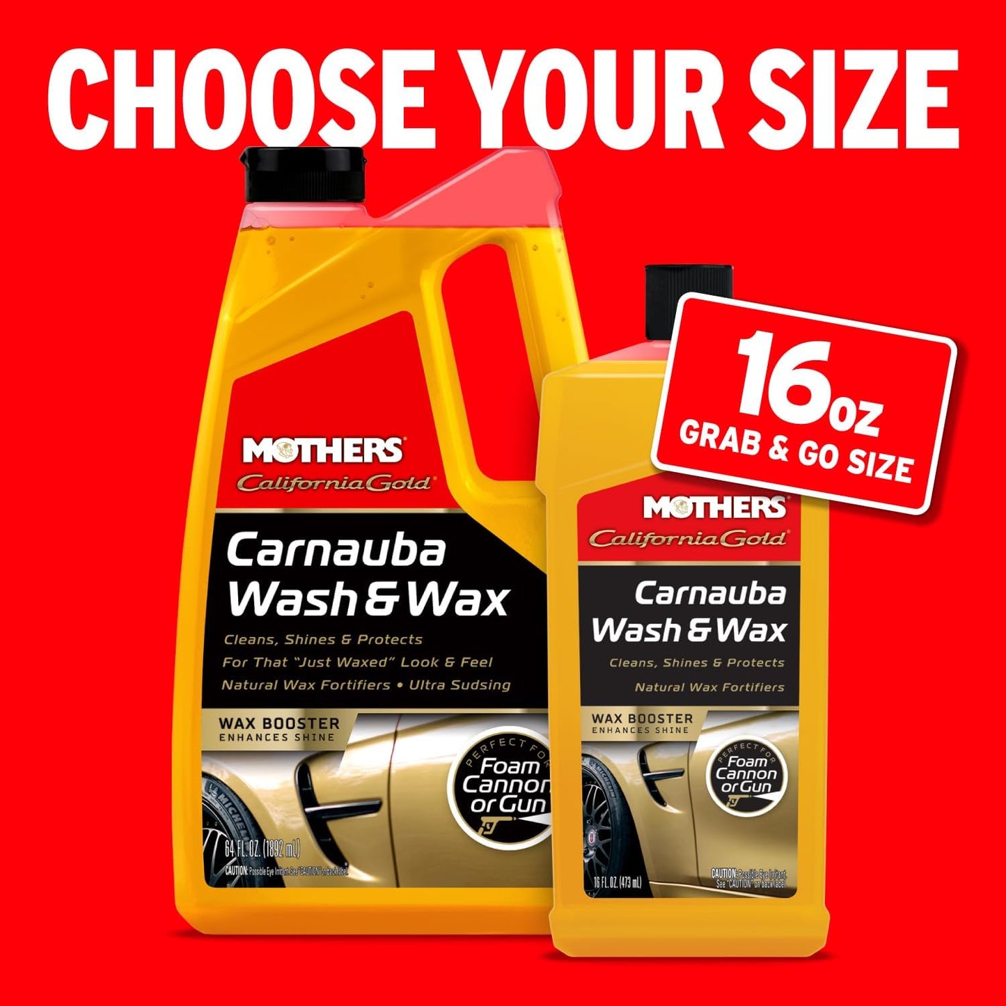Mothers California Gold Carnauba Wash & Wax, 64 oz. — Cleans, Shines & Protects – Gentle, pH Balanced, Ultra-Sudsy for a Spot-Free, Brilliant Finish. Biodegradable & Won't Strip Wax or Ceramic (05674)