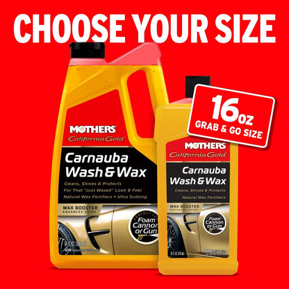 Mothers California Gold Carnauba Wash & Wax, 64 oz. — Cleans, Shines & Protects – Gentle, pH Balanced, Ultra-Sudsy for a Spot-Free, Brilliant Finish. Biodegradable & Won't Strip Wax or Ceramic (05674)