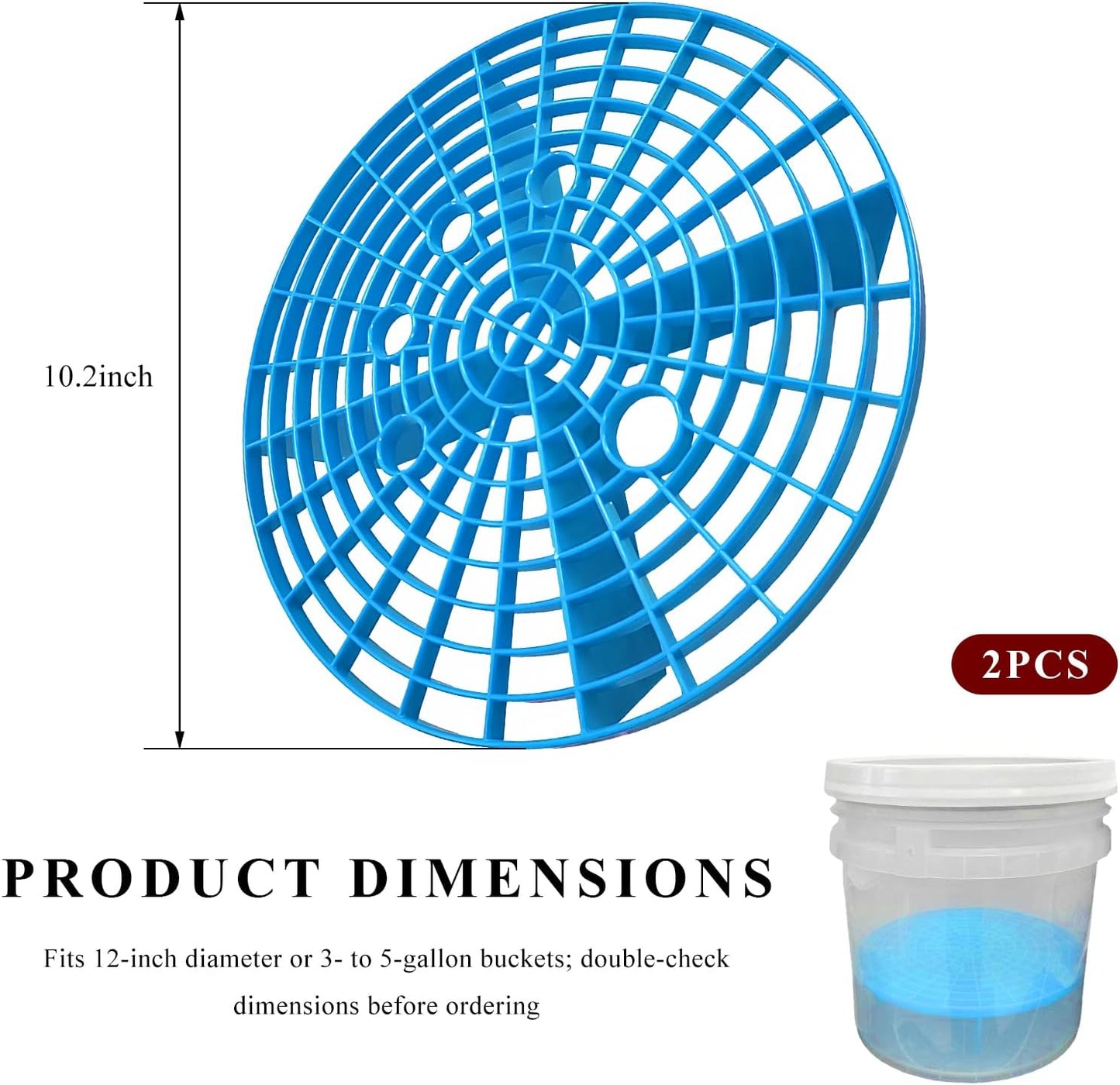 2 PCS Car Wash Bucket Inserts, Detail Grit Trap Kit Helps Removes Dirt & Debris from Wash Mitt, Automotive Detail Filter Washing Tool for 12-Inch Diameter Buckets (Black)