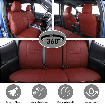 EKR Tacoma Car Seat Covers Custom Fit for Toyota Tacoma (Petrol) 2024 2025 2026 DoubleCab/CrewCab SR/SR5/TRD Sport/TRD Off-Road/Limited -Truck Seat Covers Full Set,Faux Leather(Black)
