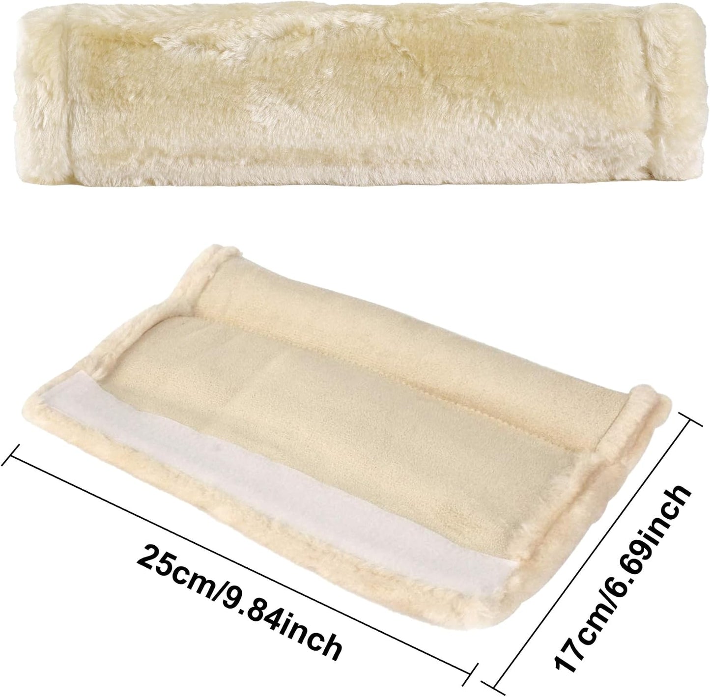 MOONET 2 Packs Car Seatbelt Covers Shoulder Pad for More Comfortable Driving, Universal Seat Belt Cover for Handbag Camera Backpack Straps, Soft Faux Sheepskin Wool Seat Belt Cushion (Beige)
