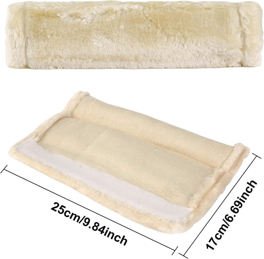 MOONET 2 Packs Car Seatbelt Covers Shoulder Pad for More Comfortable Driving, Universal Seat Belt Cover for Handbag Camera Backpack Straps, Soft Faux Sheepskin Wool Seat Belt Cushion (Beige)