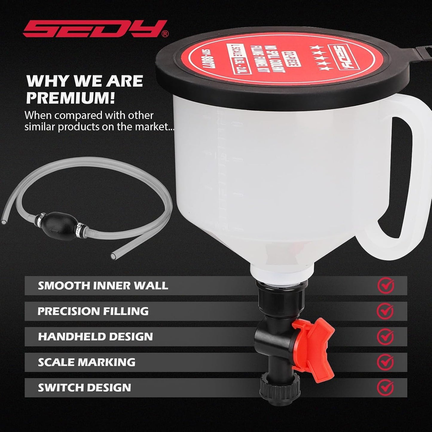 18-Piece Engine Oil Funnel Kit, 1.59QT/1.5L Automotive Oil Funnel Set with 12 Adapters, Elbow Fitting, Arrow Screen and Magnetic Storage Hooks Tray, Compatible with GM, Ford, BMW, Audi, Land Rover Etc