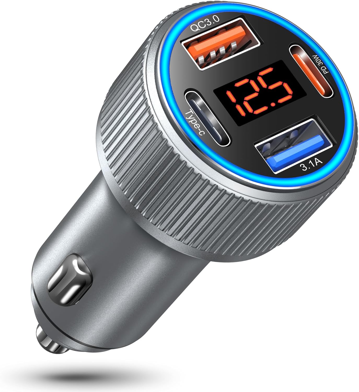 USB C Car Charger 3 Pack, Costyle 65W 4 Port Car Power Adapter with Voltmeter PD 30W/QC 3.0 Fast Charging Cigarette Lighter USB Charger Plug for iPhone 16/15/14/13/12/11 Pro Max/Pad,Android(Black)
