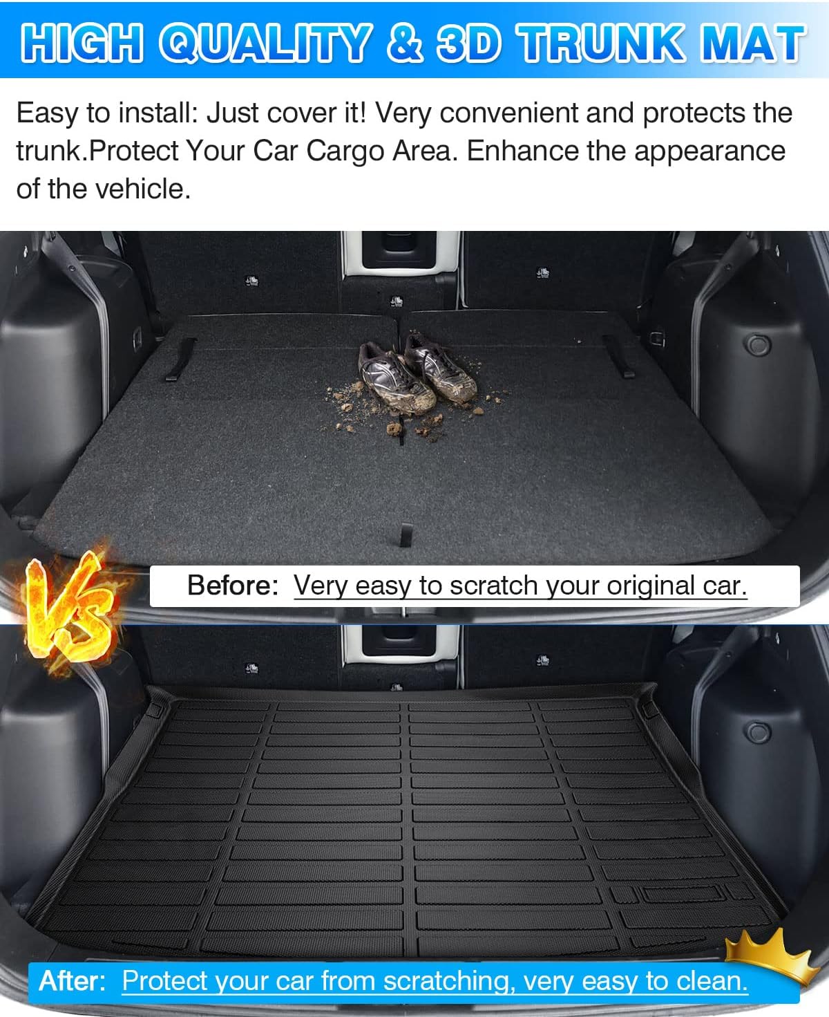 Rav4 Cargo Liner - Trunk Mat for Toyota RAV4 2019-2024 2025, All Weather Cargo Mat for rav4 Accessories, Heavy Duty (Fit for All Models)