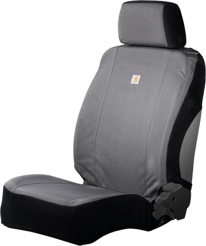 Carhartt Universal Nylon Duck Canvas Fitted Bucket Seat Cover, Durable Seat Protection with Rain Defender, Single, Black