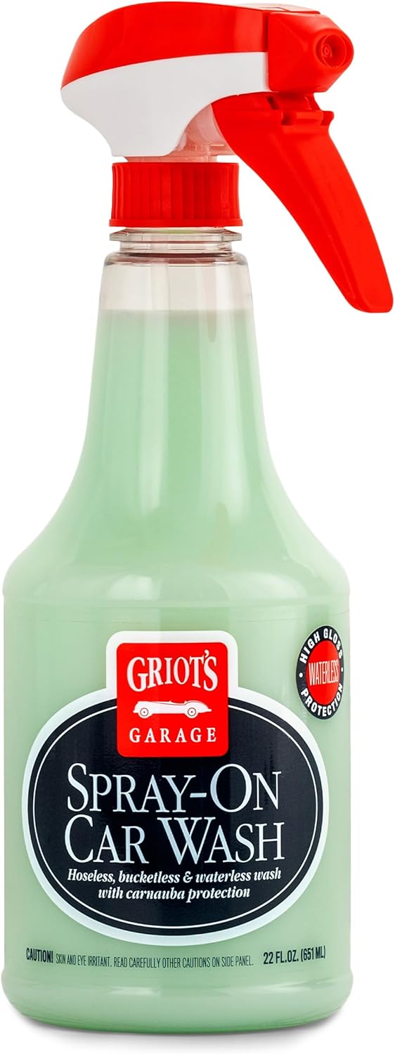 Griot's Garage Spray-On Car Wash for Vehicle Cleaning and Detailing, Rinseless and Waterless, No Hose and Bucket Needed, With Carnauba Wax Protection, 11065, 35oz