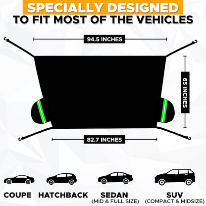 EcoNour Windshield Cover for Ice and Snow - Universal Fit for Car, SUV, Truck, Heavy Duty 600D Oxford Fabric Frost Protector for Ice & Sleet, Includes Anti-Theft Straps, Medium (69"x42")