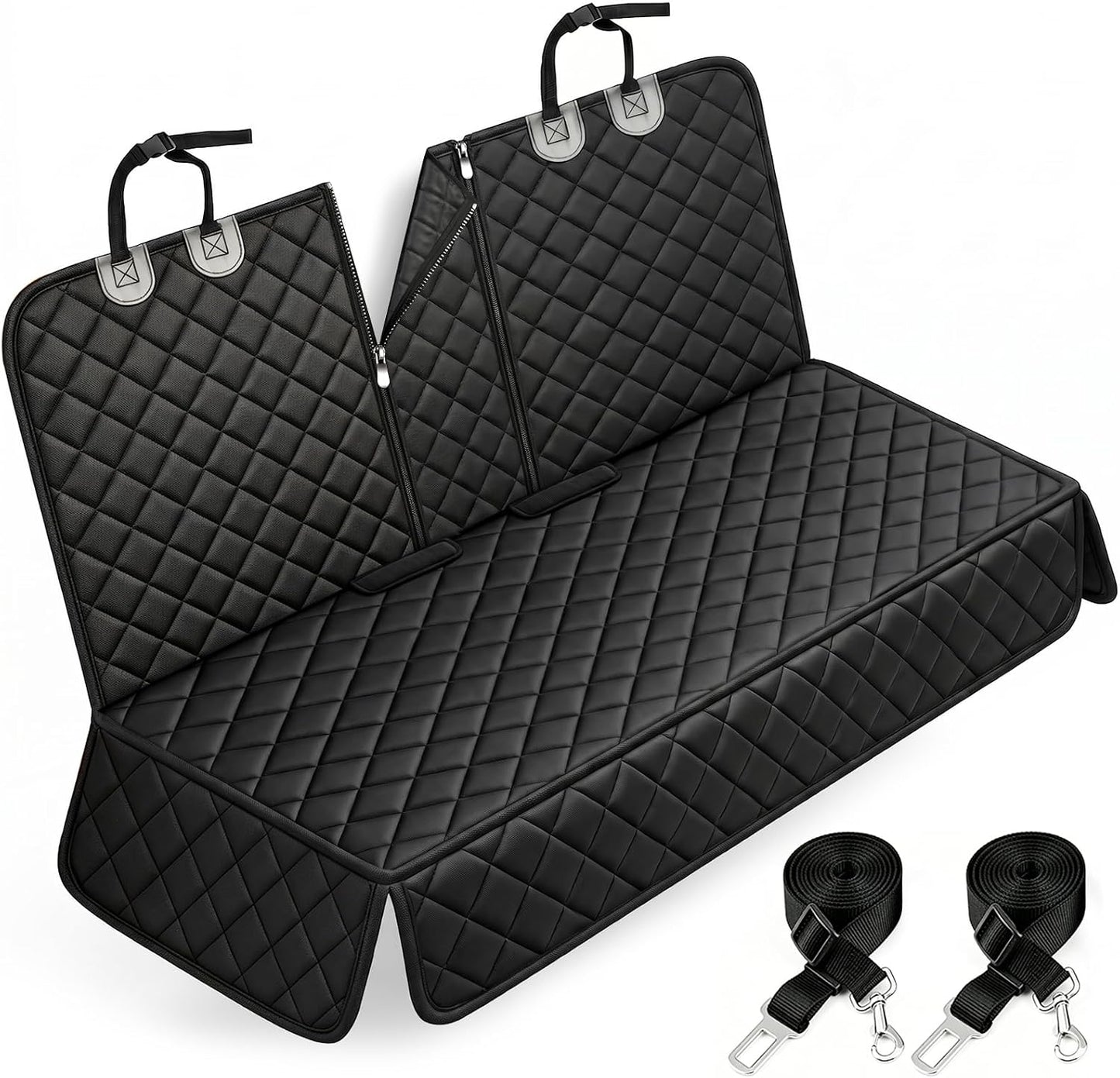 Yuntec Dog Car Seat Cover, Back Seat Cover for Dogs Pet Car Seat Protector Waterproof Rear Seat Cover Durable Car Seat Cover, fits Middle Armrest for Most Cars SUVs Trucks (53” Width)- Black