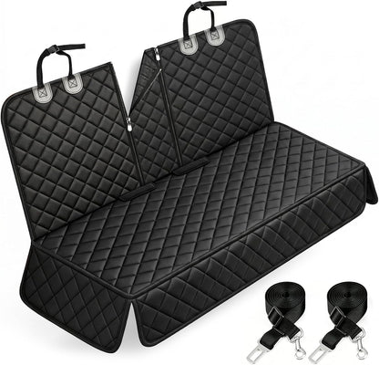 Yuntec Dog Car Seat Cover, Back Seat Cover for Dogs Pet Car Seat Protector Waterproof Rear Seat Cover Durable Car Seat Cover, fits Middle Armrest for Most Cars SUVs Trucks (53” Width)- Black