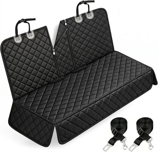 Yuntec Dog Car Seat Cover, Back Seat Cover for Dogs Pet Car Seat Protector Waterproof Rear Seat Cover Durable Car Seat Cover, fits Middle Armrest for Most Cars SUVs Trucks (53” Width)- Black
