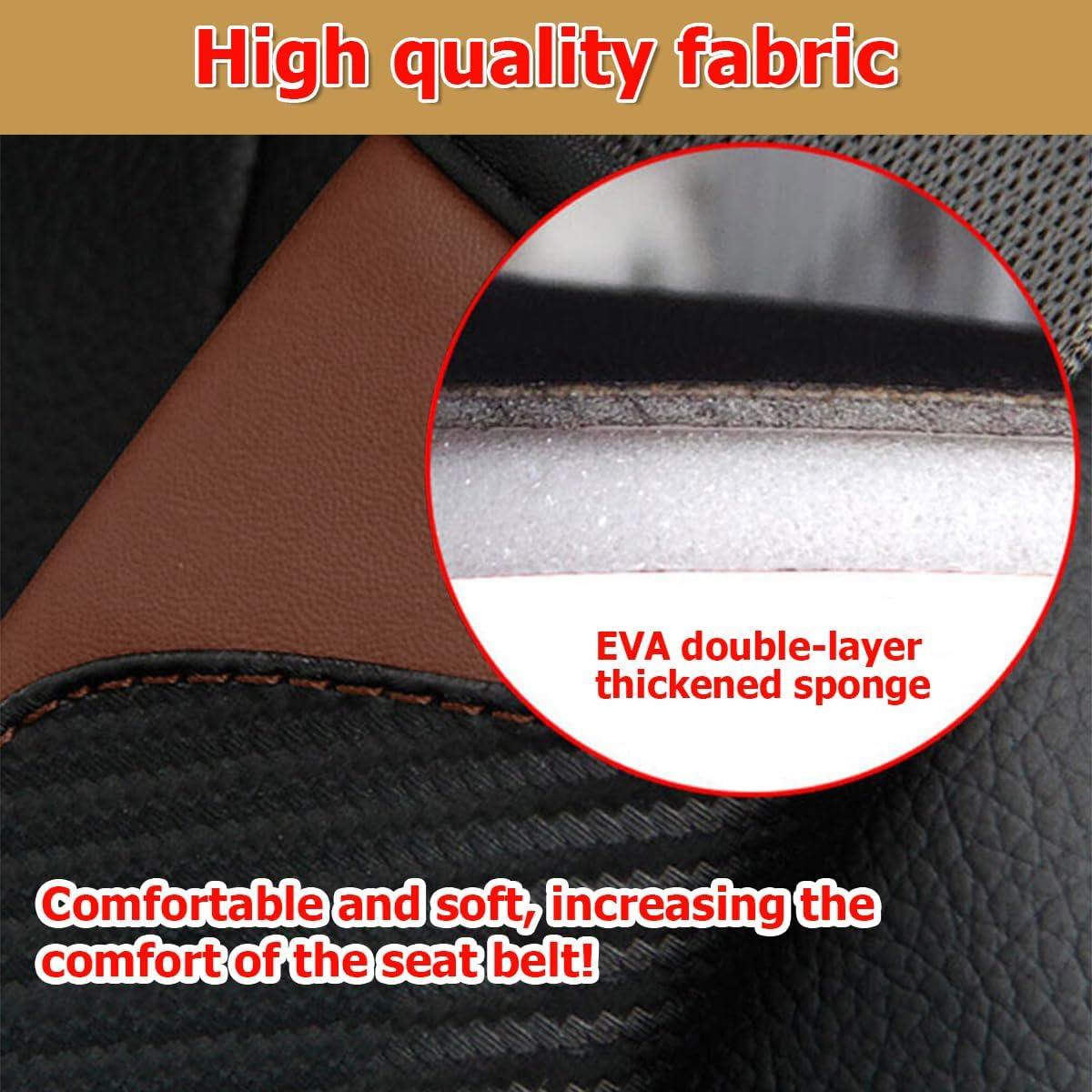 AUCELI 2PCS Car Seat Belt Cover, Carbon Fiber Seatbelt Shoulder Strap Covers, Breathable Leather Soft Harness Pad Protect Your Neck and Shoulder Compatible with Cars
