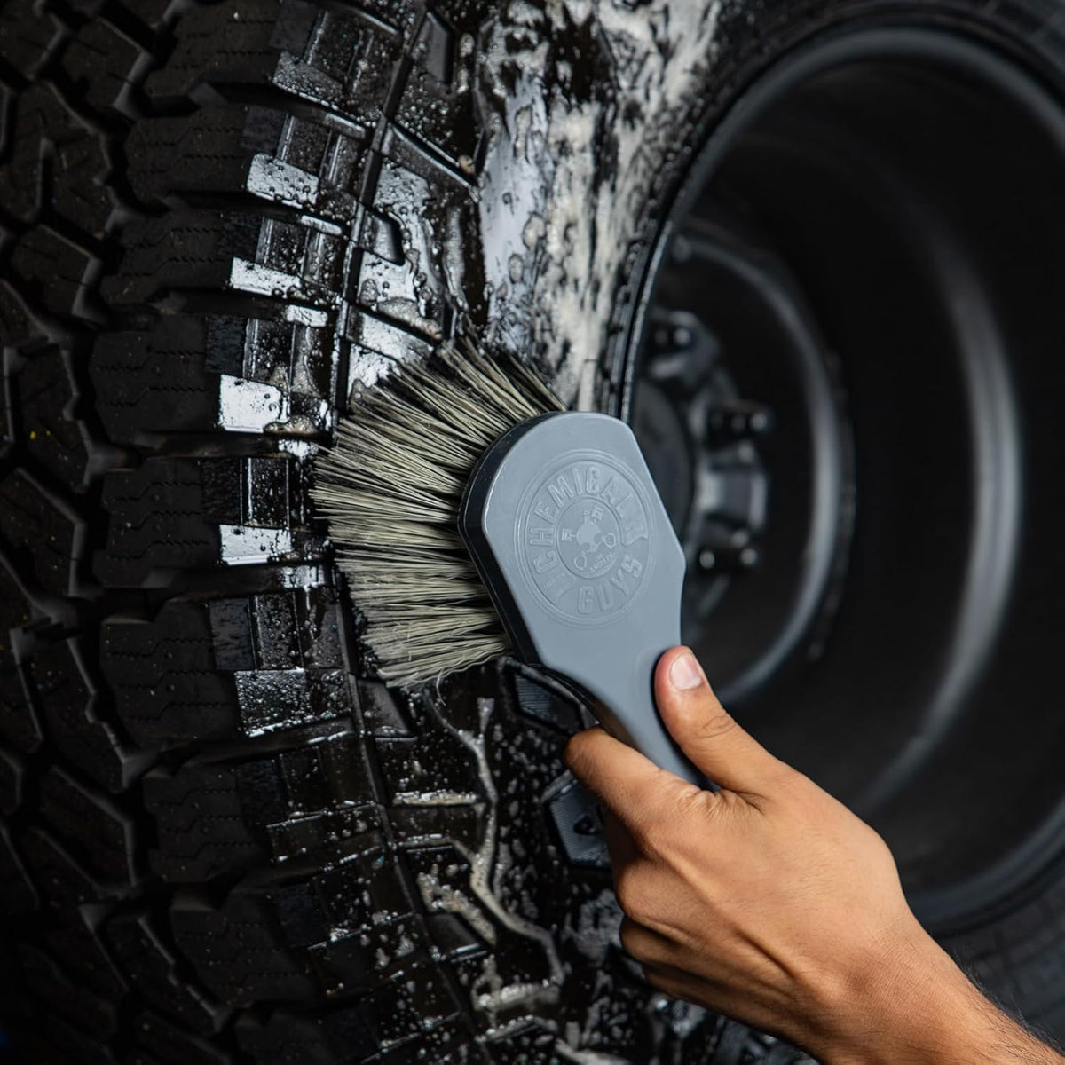 Chemical Guys Wheelie All Exterior Surface and Wheel Brush, Wheel Cleaner Brush with Soft Bristles, Safe Cleaning of Rims, Tires, and Exterior Surfaces on Cars, Trucks, Motorcycles, RVs, & More, Green