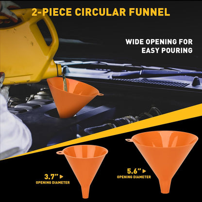 18-Piece No Spill Engine Oil Funnel Kit, 1.59QT/ 1.5L Automotive Coolant Funnel Set, 12 Adapters, Elbow Fitting, Arrow Screen & Magnetic Tray, Compatible with GM, Ford, BMW, Audi, Land Rover Etc