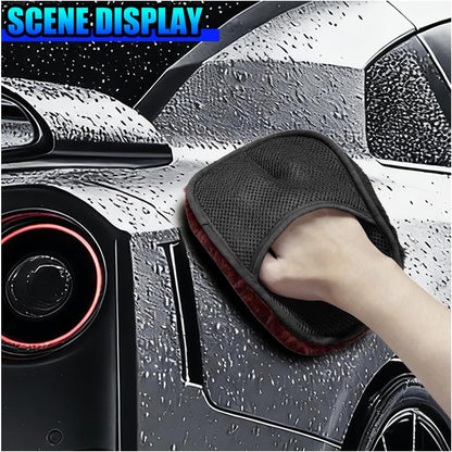 2PCS Car Wash Mitt, Soft Plush Non-Scratch Auto Dust Cleaning Pad, High-Density Car Washing Gloves, Universal Vehicle Exterior & Interior Detailing Supplies for Cars, Trucks, SUVs(Gray)