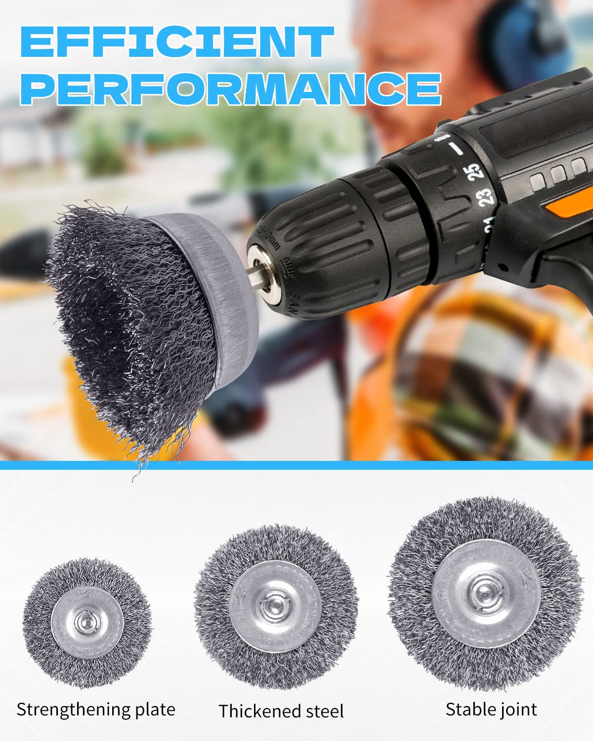 Rocaris 6 Pack Carbon Steel Wire Wheel and Pen Brush Set with 1/4-Inch Hex Shank for Rust Removal, Corrosion and Scrub Surfaces