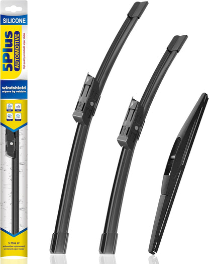 5 PLUS® Silicone Windshield Wipers Replacement for 2007-2014 Ford edge, 2007-2015 Lincoln MKX Wiper Blades(Set of 3),Automotive Replacement Windshield Wiper Blades For My Car-26"/20"/14" - Colors A