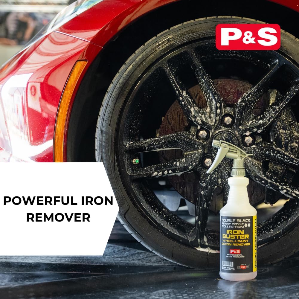 P & S Professional Detail Products Iron Buster Wheel & Paint Decon Remover - pH Balanced, Safe on Alloy, Chrome, Steel & Aluminum Wheels - 16 oz Spray