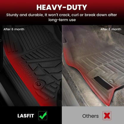 LASFIT Floor Mats for 2019-2025 2026 Ram 2500/3500 Crew Cab Bucket Seat for Carpet & Vinyl Floor (NOT fit Model with PTO Kit), All Weather TPE Custom Fit Car Mats Floor Liners 1st & 2nd Row, Black